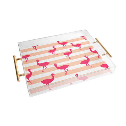 Allyson Johnson Flamingos and peach Acrylic Tray