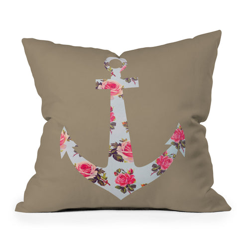 Allyson Johnson Floral Anchor Outdoor Throw Pillow