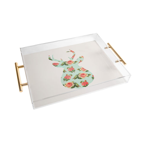 Allyson Johnson Floral Deer Silhouette Acrylic Tray