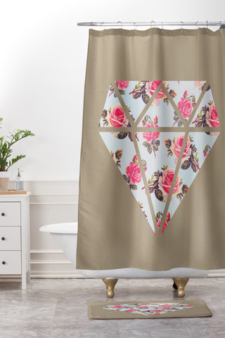 Allyson Johnson Floral Diamond Shower Curtain And Mat