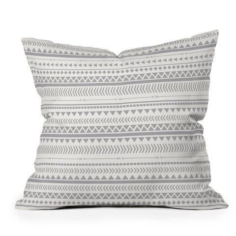 Allyson Johnson Gray Aztec Outdoor Throw Pillow