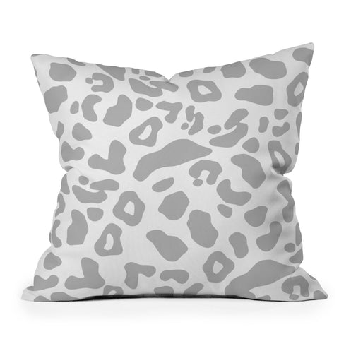 Allyson Johnson Gray Leopard Outdoor Throw Pillow