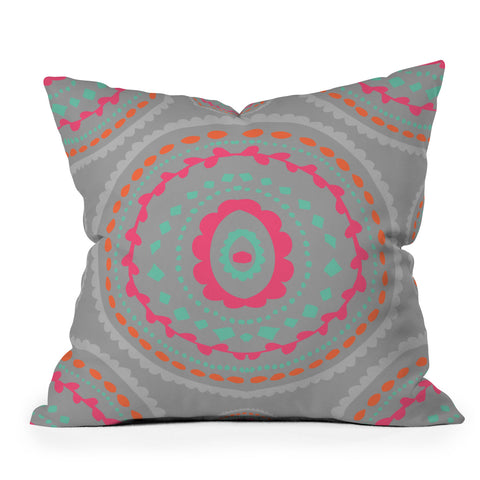 Allyson Johnson Gray Medallion Outdoor Throw Pillow