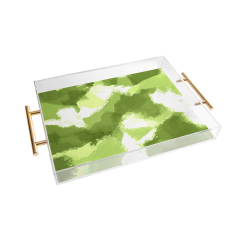 Allyson Johnson Green Abstract Acrylic Tray