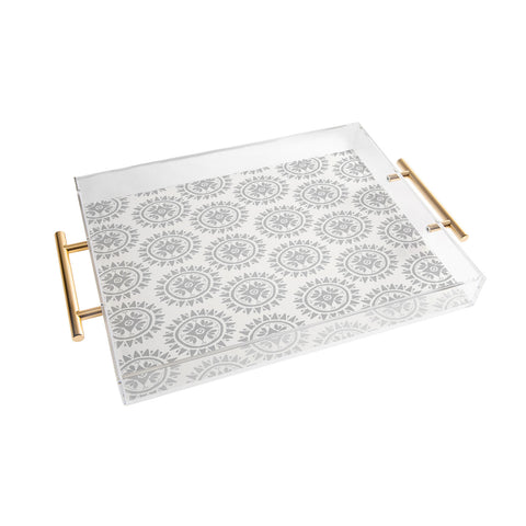 Allyson Johnson Grey Medallion Pattern Acrylic Tray
