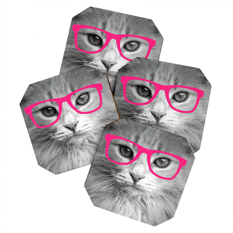 Allyson Johnson Hippest Cat Pink Coaster Set