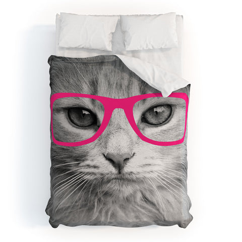 Allyson Johnson Hippest Cat Pink Duvet Cover