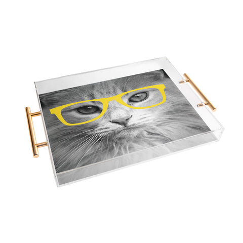 Allyson Johnson Hippest Cat Yellow Acrylic Tray