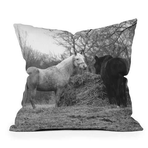 Allyson Johnson Horses Grazing Outdoor Throw Pillow