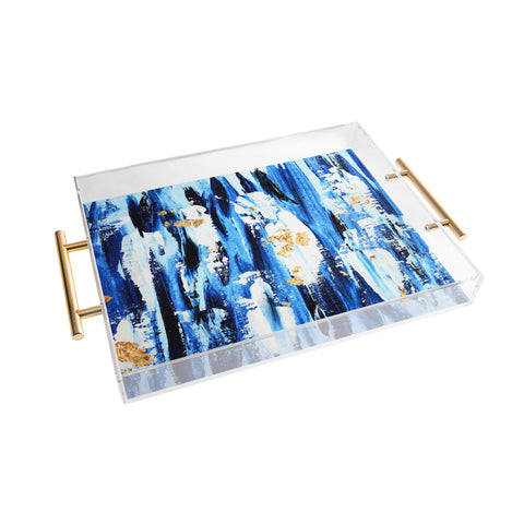 Allyson Johnson Indigo Abstract Acrylic Tray