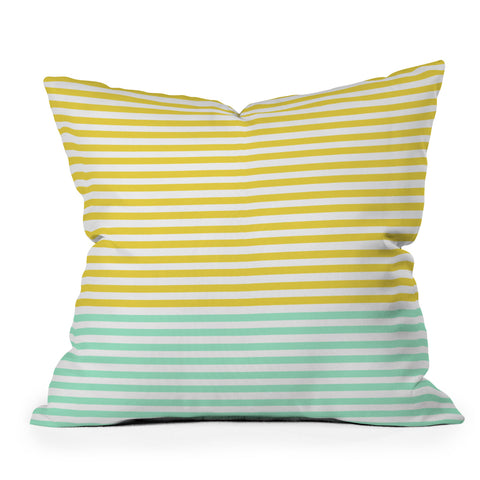 Allyson Johnson Mint And Chartreuse Stripes Outdoor Throw Pillow