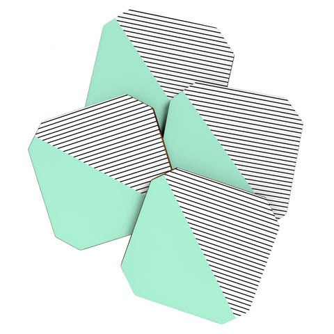 Allyson Johnson Mint and stripes Coaster Set
