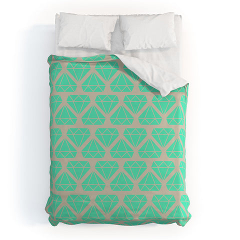 Allyson Johnson Mint Diamonds Duvet Cover