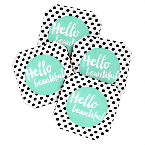 Allyson Johnson Mint Hello Beautiful Coaster Set
