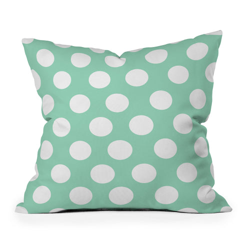 Allyson Johnson Mintiest Polka Dots Outdoor Throw Pillow
