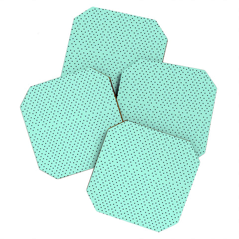 Allyson Johnson Minty Blue Polka Dots Coaster Set