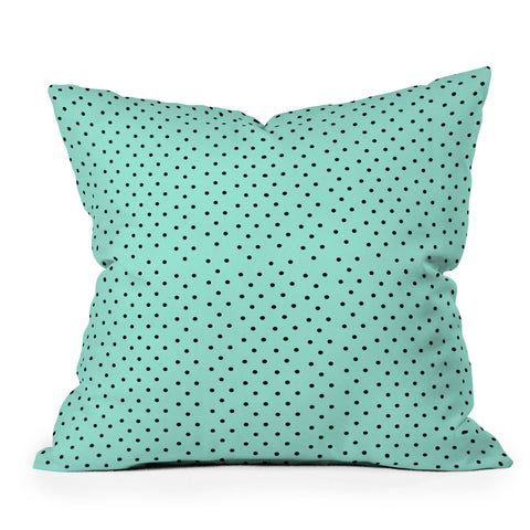 Allyson Johnson Minty Blue Polka Dots Outdoor Throw Pillow