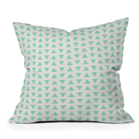 Allyson Johnson Minty Triangles Outdoor Throw Pillow