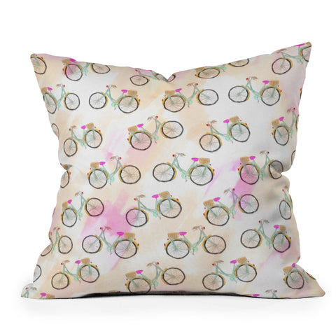 Allyson Johnson My new bike pattern Outdoor Throw Pillow