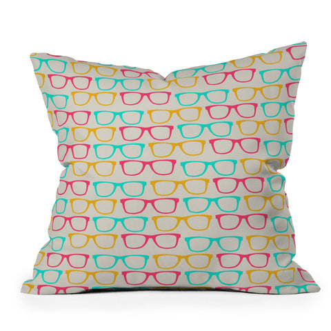 Allyson Johnson Neon Glasses Outdoor Throw Pillow