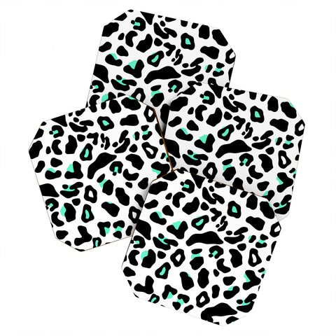 Allyson Johnson Neon Turquoise Leopard Coaster Set