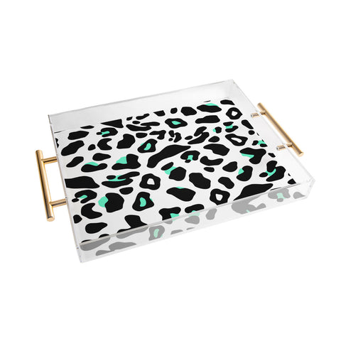 Allyson Johnson Neon Turquoise Leopard Acrylic Tray