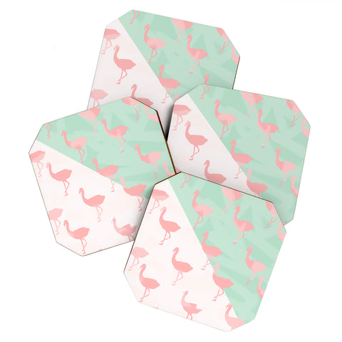 Allyson Johnson Palm Spring Flamingos Coaster Set