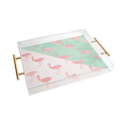 Allyson Johnson Palm Spring Flamingos Acrylic Tray