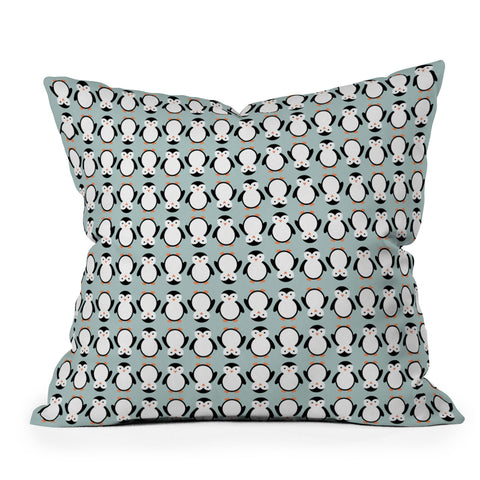 Allyson Johnson Penguin Pattern Outdoor Throw Pillow