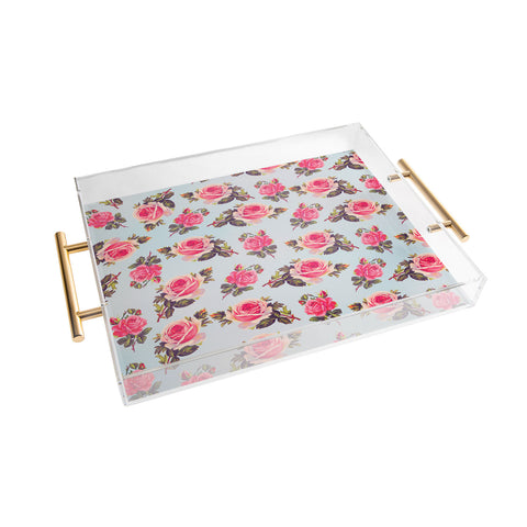 Allyson Johnson Pink Roses Acrylic Tray