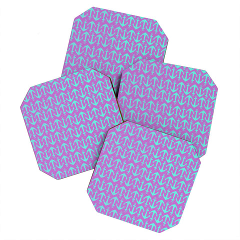 Allyson Johnson Purple Anchors Coaster Set