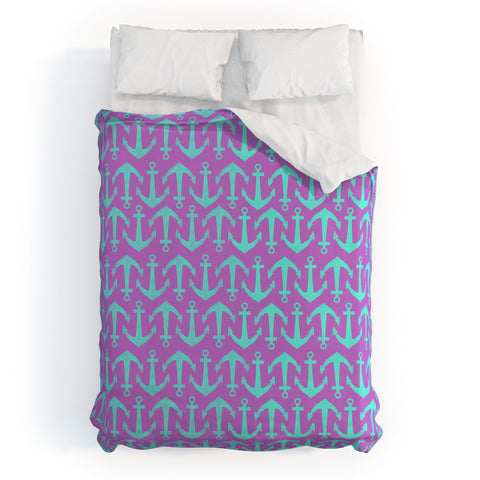 Allyson Johnson Purple Anchors Duvet Cover