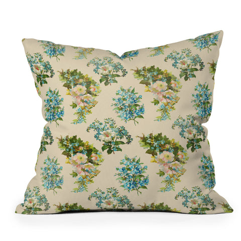 Allyson Johnson Spring Blue Floral Outdoor Throw Pillow