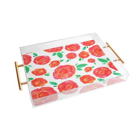 Allyson Johnson Summer roses Acrylic Tray