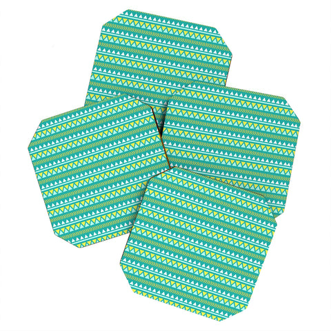 Allyson Johnson Teal And Yellow Aztec Coaster Set