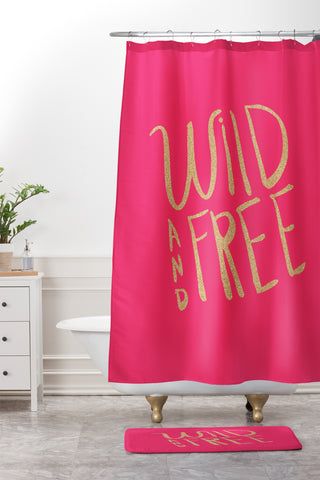 Allyson Johnson Wild and free glitter Shower Curtain And Mat