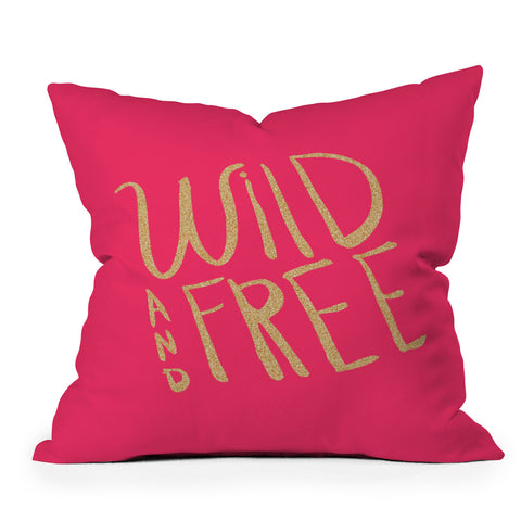 Allyson Johnson Wild and free glitter Outdoor Throw Pillow