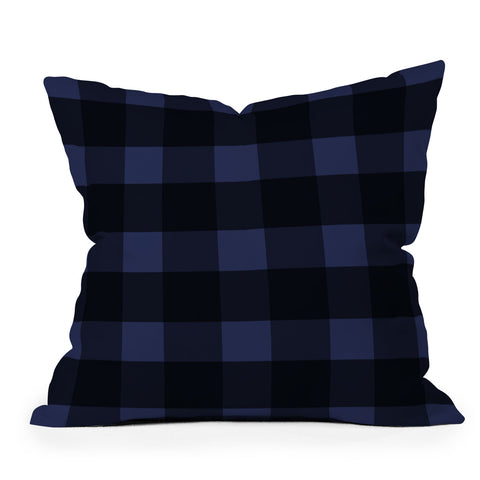 Allyson Johnson Woodsy Blue Plaid Outdoor Throw Pillow