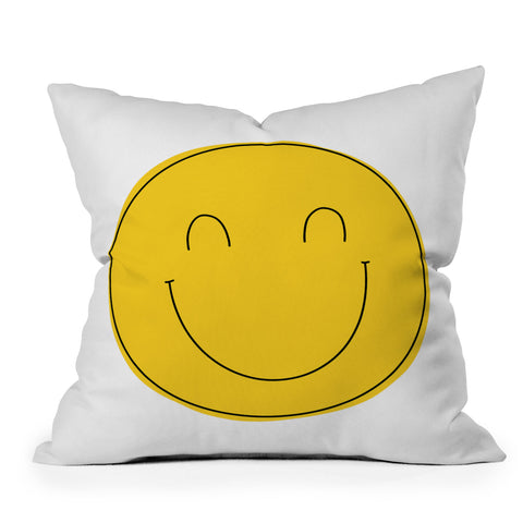 Allyson Johnson Yellow smiley face Outdoor Throw Pillow