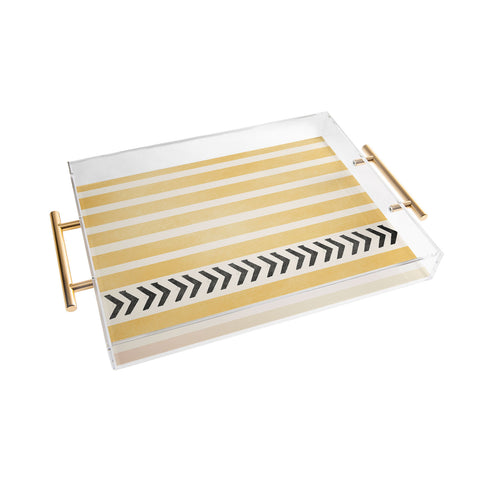 Allyson Johnson Yellow Stripes And Arrows Acrylic Tray