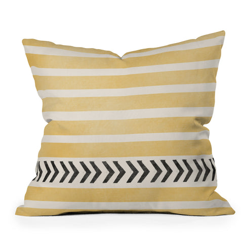 Allyson Johnson Yellow Stripes And Arrows Outdoor Throw Pillow