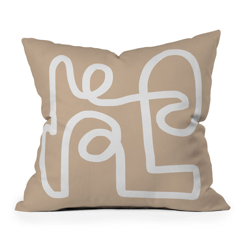 almostmakesperfect beige squiggle Outdoor Throw Pillow