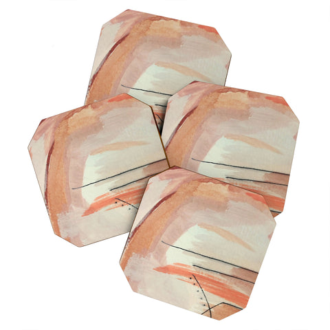 Alyssa Hamilton Art Aly 3 minimal pinks white Coaster Set