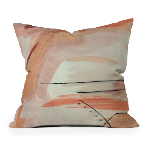 Alyssa Hamilton Art Aly 3 minimal pinks white Outdoor Throw Pillow