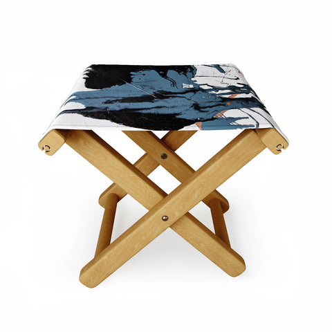 Alyssa Hamilton Art Black Diamond A minimal abstract Folding Stool