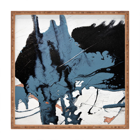 Alyssa Hamilton Art Black Diamond A minimal abstract Square Tray