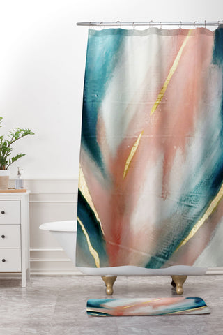 Alyssa Hamilton Art Celestial 3 a minimal abstract Shower Curtain And Mat