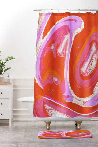 Alyssa Hamilton Art Deja Vu Vibrant Digital Painting Shower Curtain And Mat