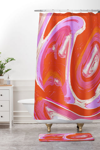 Alyssa Hamilton Art Deja Vu Vibrant Digital Painting Shower Curtain And Mat