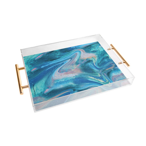 Alyssa Hamilton Art Gemstone 1 a melted abstract watercolor Acrylic Tray